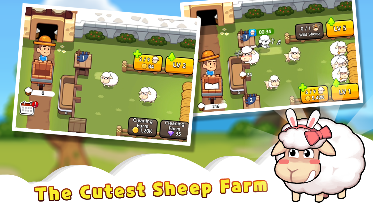 Скачать Sheep Farm : Idle Games & Tycoon 1.0.15 (Мод, Много камней) на  Андроид